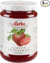 "Darbo Naturrein" braškių uogienė, smulkiai supilta 6 x 450 g indeliuose, idealiai tinka pusryčiams ant bandelių, taip pat desertams ir saldumynams gardinti