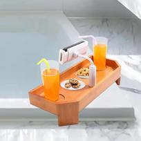 "Eco Pooltech Spa" dovanų rinkinys, moterims, bambuko vonios padėklas, atsipalaidavimo dovana moterims, vyrams, neslystantis karštos vonios stalas su gėrimų laikikliu ir mobiliojo telefono laikikliu, SPA rinkinys