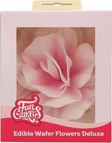"FunCakes Rose Pastella Pink Ombre Large", valgomos gėlės tortams, pyragams ir keksiukams puošti, valgomos vaflinės gėlės Deluxe - pk/1