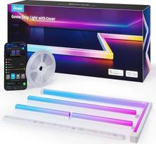 "Govee" RGBIC LED juosta su profiliu, 5 m ilgio LED juosta, suderinama su "Alexa" ir "Google Assistant", 64 scenų režimai, programėlės valdymas, muzikos sinchronizavimas, šviestuvas svetainei, miegamajam, grindjuostėms, spintai