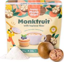 "Happy Monkfruit Monk Fruit" cukraus pakaitalas (200 g) - ketofermentinis saldiklis - 3 kartus saldesnis už cukrų - natūralus Luo Han Guo - prebiotikas, be stevijos ir eritritolio