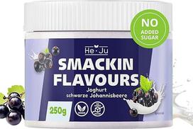 "He-Ju" jogurto skonio milteliai "Black Currant" 250 g - veganiški ir be cukraus - mažai kalorijų turintys skonio milteliai jogurtui, dribsniams, "Skyr", baltyminiams kokteiliams ir kt.
