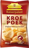 "Kaiserpalast Kroepoek" natūralūs traškūs krevečių traškučiai, idealiai tinka užkandžiams arba azijietiškų patiekalų garnyrui, paruošti valgyti, 1 x 80 g