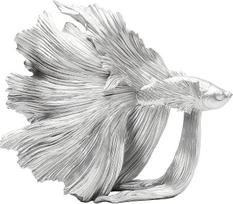 "Kare Design" dekoratyvinė figūrėlė Betta Fish, sidabrinė, rankų darbo, mažas dekoratyvinis objektas, žuvies motyvas, svetainės dekoracija, statulėlė, 37 x 34 x 14 cm (V x Š x G)