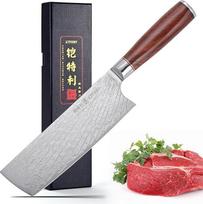 "Kitory Nakiri" virėjo peilis Damasko plieno 73 sluoksnių virtuvinis peilis Damasko peilis 18 cm geležtė pagaminta iš 10Cr15CoMoV plieno su Birmos palisandro rankena - "Pro Damask" serija