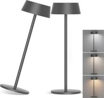 "Klighten" 2 vnt. reguliuojamų LED stalinių lempų su baterija Belaidis jutiklinis metalinis aliuminio stalinis šviestuvas su baterija IP54 Vandeniui atsparus lauko nešiojamas stalinis šviestuvas, skirtas naudoti patalpose ir lauke, tamsiai pilkas, 3000 K