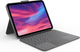 "Logitech Combo Touch Case" dėklas su nuimama klaviatūra "iPad" (10 kartos ir A16), didelis tikslaus valdymo takelis, standartinio dydžio apšviesta klaviatūra, išmanioji jungtis, DEU QWERTZ - pilka