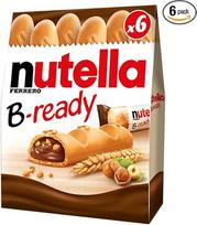 "nutella B-ready" traškūs vafliai su kreminiu įdaru ir kvietiniais traškučiais - traški išorė, kreminis vidus - skanus užkandis kelionėje ir tarpuose - 1 pakuotė po 6 vnt. (132 g)