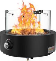 "Onlyfire" Lauko dujinė ugniakuras, terasos šildytuvas su apatine oro įsiurbimo anga, lavos akmenimis ir stikliniu apsauginiu skydeliu, propano dujinis ugniakuras terasai, kiemui, lauke, restoranui, suapvalintas