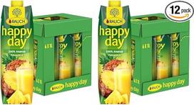 "Rauch Happy Day Pineapple Tropical Taste Explosion" iš 100% ananasų sulčių koncentrato 6 x 1 litro talpos "Tetra Prism" (2 vnt.)