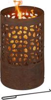 "Relaxdays Fire Barrel Rust Look", apsauga nuo kibirkščių, pokeris ir ugnies grotelės, korteninis plienas, H x D: 60 x 37 cm, ugnies krepšys, rudos spalvos