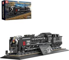 "Reobrix" traukinio statybinių kaladėlių modelis 66801, kolekcinis garo lokomotyvų parodos rinkinys, 1546 dalių garo modelio geležinkelio statybinių kaladėlių rinkinys, dovanų rinkinys berniukams nuo 14 metų ir suaugusiesiems