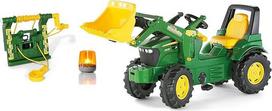 "Rolly Toys" rollyFarmtrac John Deere su priekiniu krautuvu, gervė ir mirksinti šviesa (3 dalių rinkinys, pedalinis traktorius vaikams nuo 3 metų su priedais) 710454