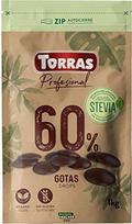 "Torras" Stevijos šokolado lašeliai, 60 % kakavos, šokolado lašeliai be pridėtinio cukraus, didelė pakuotė (1 000 g)
