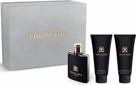 "Trussardi" vyrų dovanų rinkinys jam: Tualetinis vanduo 100ml + balzamas po skutimosi 200ml + dušo želė šampūnas 200ml