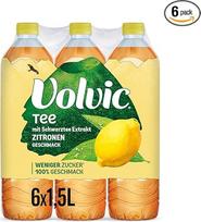 "Volvic Tea Lemon Flavour" - nealkoholinis gėrimas su juodosios arbatos ekstraktu - sumažintas cukraus kiekis - 6 x 1,5 l - 30 % mažiau cukraus nei panašiuose nealkoholiniuose gėrimuose su arbata