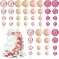 48 tortų dekoracijų pakuotė Kamuoliai Torto viršūnės Torto dekoracijos Balionas Cupcake Cake Topper gimtadienio vakarėlio vestuvių kūdikių dušo torto apdaila (blizgučiai rožinė, rožinis auksas, šviesiai ruda,