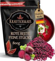800 g "Krautschmaus" burokėlių dribsnių, skirtų maistui pagardinti, virti ir dažyti, švelniai išdžiovintų ir supjaustytų, intensyvios spalvos, be priedų