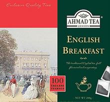 Ahmad Tea - angliški pusryčiai - juodųjų pusryčių arbata - Asamo ir Ceilono arbata - angliški arbatos maišeliai be juostelės su 2 g arbatos vienoje porcijoje - 100 arbatos maišelių
