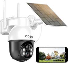 AOSU 2K saulės stebėjimo kamera Lauko akumuliatorius, lauko kamera su 360° stebėjimo kampu, automatinis asmens sekimas, 10 m spalvotas naktinis matymas, šviesos ir garso signalas, dvipusis garsas, nuotolinė peržiūra