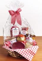 Dovanų krepšelis Gourmet krepšelis Nr. 2 Dešra + kumpis, gausus dovanų krepšelis su Šiaurės Vokietijos patiekalais, delikatesų dešrų krepšelis, dovanos vyrams ir moterims, užpildytas ir paruoštas dovanoti