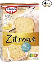 Dr. Oetker citrinų pyragas, 4 x 485 g, citrinų pyrago kepimo mišinys, sėkmingas citrinų pyrago paruošimas, su glajumi ir vegetariškas