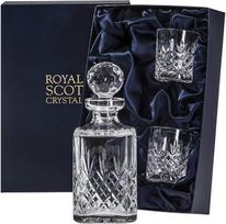 Edinburgh Crystal Square Spirit viskio dekanterių rinkinys su viskio taurėmis x 2