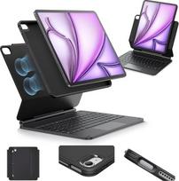 ESR "iPad Air" 13 colių (M3/M2, 2025/2024) dėklas su klaviatūra, klaviatūros dėklas su reguliuojamu magnetiniu stovu, pakeltu/pakeltu režimu, nuimamas apsauginis dėklas, serija "Rebound 360", juodas