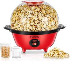FOHERE 4,5 l popcornmaschine, 700 W Popcorn Maschine mit 2 Messbecher für Zucker und Öl, Antihaftbeschichtete Heizplatte und Automatisches Rühren Retro Popcorn Maker für Urlaub und Filmabende