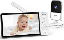 GHB kūdikių monitorius su kamera 5 colių IPS ekranas 720P 5000 mAh VOX Energijos taupymo režimas 4X priartinimas Naktinis matymas Dvikryptis garsas Temperatūros jutiklis Nesukamas