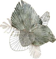 GILDE Dekoratyvinė reljefinė sienų dekoracija - 3D metaliniai lapai - paveikslų dekoracija Svetainė - Spalvos: 65 x 75 cm.