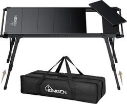 HOMGEN IGT Pikniko stalas Aliuminio sulankstomas stalas Reguliuojamas 38-55 cm aukščio sulankstomas kompaktiškas modulinis lauko virtuvės stalas Lengvas, tvirtas, su šoniniu rėmu, skirtas stovyklavimui, kepimui ant grotelių