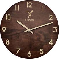 Holzwerk Winterberg Natūralus sieninis laikrodis Medinis laikrodis Derliaus tylus judėjimas be tiksėjimo triukšmo Ruda tyli rankų darbo medžio masyvo natūralaus medžio su elnio motyvu