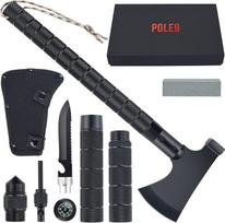 Išgyvenimo kirvis "11-in-1 Multitool Axe" - lauko kirvis su 11 funkcijų kirviu, flintu, peiliu, akmeniu, pjūklu, plaktuku ir daugybe kitų - optimalus išgyvenimo įrankis