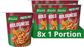 Knorr Makaronų užkandžių puodas "Bolognese" Skanus nedidelis maistas, paruoštas vos per 5 minutes 8 x 60 g