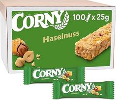 Kruopų batonėlis "Corny Classic" su lazdyno riešutais | Su gardžiais riešutais ir bičių medumi | 100 vnt. birių užkandžių | Užkandis susitikimui, ekskursijai | 100 x 25 g
