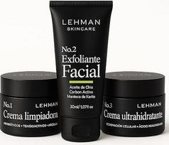 LEHMAN veido priežiūros rinkinys vyrams | Valomasis kremas 50 ml + drėkinamasis kremas 50 ml + veido šveitiklis 30 ml | Aukščiausios kokybės odos priežiūra | Gilus valymas, 72 valandų drėkinimas ir atsinaujinimas | Pagaminta