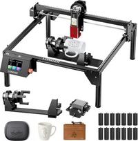 LONGER Ray5 10W lazerinis graviratorius - tikslus "pasidaryk pats" CNC lazerinis pjaustytuvas metalui, stiklui ir medienai, darbinis plotas 400 × 400 mm, su pneumatine atrama ir rotacinių ritinėlių rinkiniu