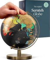 Luckies of London Scratch Map World Globe | Pasaulio žemėlapis įbrėžimams | Pasaulio gaubliai suaugusiems | Įbrėžimų žemėlapis ir kelionių žemėlapis | Staliniai įtaisai vyrams ir stalo dekoracijos | Kelionių dovanos