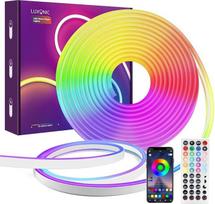 LUXONIC neoninė LED juosta 10 m, "Bluetooth" RGB LED juosta, valdoma programėle, su nuotolinio valdymo pulteliu, IP65 vandeniui atspari lanksti neoninė LED juosta, neoniniai LED žibintai, skirti "pasidaryk pats" dekoracijoms, žaidimų kambariui, televizori
