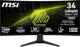 MSI MAG 346CQ 34 colių UWQHD lenktas žaidimų monitorius, 3440 x 1440, 1500R, VA, 180 Hz, 1 ms, HDR Ready, Eye Care, HDMI 2.0b, DP 1.4a, berėmės konstrukcijos, pakreipiamas, Vesa Combinable, juodas