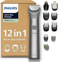 PHILIPS "Multigroom Series 5000" "viskas viename" 12 dalių barzdos ir plaukų kirpimo mašinėlė veidui, galvai ir kūnui, savaime galandantys metaliniai ašmenys, 20 ilgio nustatymų (0,5-20 mm), modelis MG5952/30