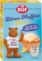 RUF Bärchen Citrininiai keksiukai, kepimo mišinys 12 vaisinių citrininių keksiukų su citrinų glajumi, įskaitant kolekcinę meškiuko figūrėlę ir keksiukų formeles, idealiai tinka vaikams, šeimoms ir gimtadieniams