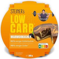 STEINER'S Marble Cake, 98 % mažiau cukraus, be glitimo, mažai angliavandenių, daug skaidulinių medžiagų, be konservantų, ilgai išliekantis (marmurinis pyragas, 300 g)