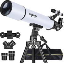 Suaugusiesiems skirti astronomijos teleskopai, 80 mm diafragmos 900 mm profesionalus refraktoriaus teleskopas vaikams pradedantiesiems, kompaktiškas ir nešiojamas kelioninis teleskopas su krepšiu ir telefono adapteriu
