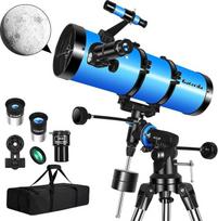 Teleskopas, 150EQ Newtono reflektorinis teleskopas suaugusiesiems, profesionalus teleskopas suaugusiųjų astronomijai, su 2 x Barlow objektyvu, išmaniojo telefono adapteriu ir mėnulio filtru