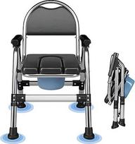 TY-0312 sulankstomos tualeto kėdės senjorams, reguliuojamo aukščio tualeto kėdė, 200 kg keliamoji galia, 50 cm pločio, nerūdijančio plieno, mobili dušo kėdė su popieriaus laikikliu, minkšta sėdynė