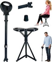 Vaikščiojimo lazda su sėdyne, sulankstoma vaikščiojimo lazda, reguliuojamo aukščio lengva vaikščiojimo lazda suaugusiesiems ir senjorams, tinkama naudoti žygiuose ir lauke su krepšiu (250 kg apkrovos talpa)