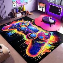 Žaidimų kilimas berniukų miegamajam, 120 x 160 cm, 3D spalvingi žaidimų žaidimų kilimai, žaidimų valdiklio kilimas gyvenamajame kambaryje, žaidimų kambaryje, neslidus, plaunamas, berniukų kambario dekoratyvinis grindų kilimėlis