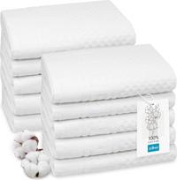 ZOLLNER 10 rankšluosčių rinkinys (50 x 100 cm) - minkšti ir sugeriantys balti vafliniai rankšluosčiai - su pakabuku - skalbiami iki 95 °C - medvilnė - viešbučio kokybė - "Oeko Tex" sertifikatas